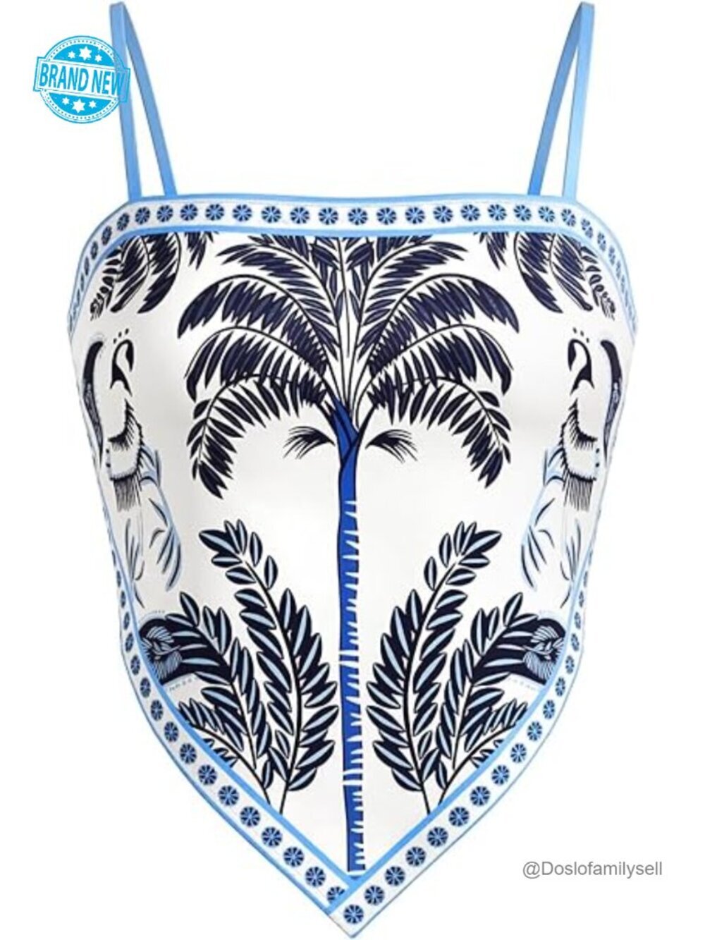 Graphic Print Bandana Crop Top Tie Back Spaghetti Straps Handkerchief Cami Tube